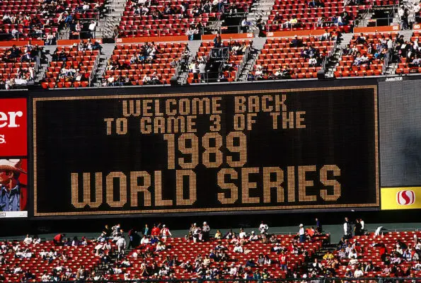 1989 world series-world series-oakland athletics-san francisco giants-bay area-earthquake-a's-giants-jose canseco-postponed-Loma Prieta earthquake-betting odds-candlestick park-bay bridge-aftershock