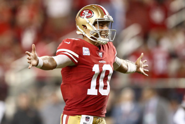 jimmy garoppolo-jimmy g-49ers-san francisco 49ers-elite-nfl-quarterbacks-salary-contract-stats-comebacks-college-draft-patriots-kyle shanahan-john lynch-super bowl-super bowl 54-super bowl LIV-odds-betting odds-point spread-betting line-patrick mahomes