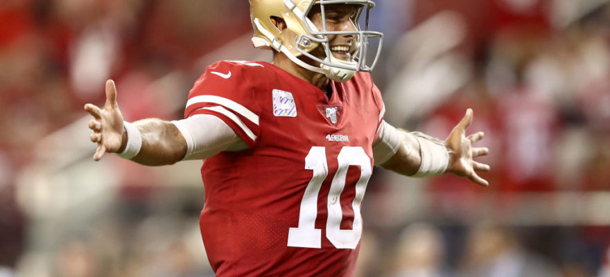 jimmy garoppolo-jimmy g-49ers-san francisco 49ers-elite-nfl-quarterbacks-salary-contract-stats-comebacks-college-draft-patriots-kyle shanahan-john lynch-super bowl-super bowl 54-super bowl LIV-odds-betting odds-point spread-betting line-patrick mahomes