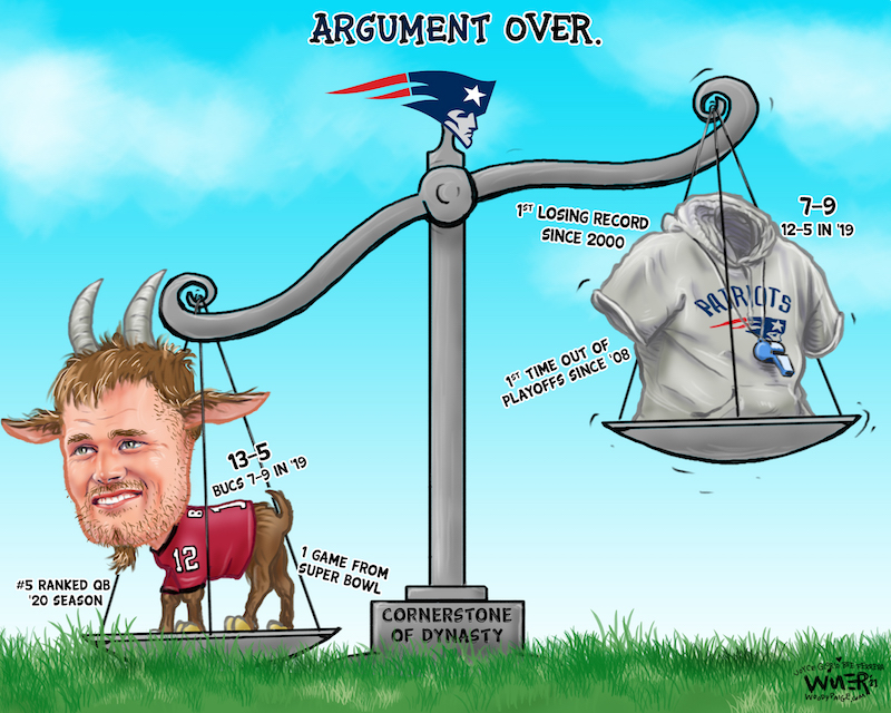 Cartoon: 2020 settled the debate -- Tom Brady was more important than